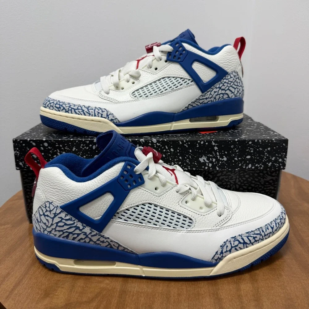 Jordan Spizike Low Mens Sail Storm Blue Elephant Print Sneakers IM2176-133 Sz 12